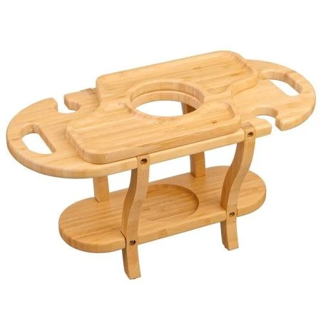 Поднос-столик 45*20*23,5см бамбук для вина с менажницей КТ-СТ-08 (4) ВЫВОД