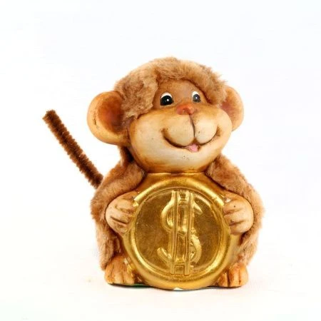 Фигурка Мартышка с монетами керамика 9*7*11,5см 2 вида