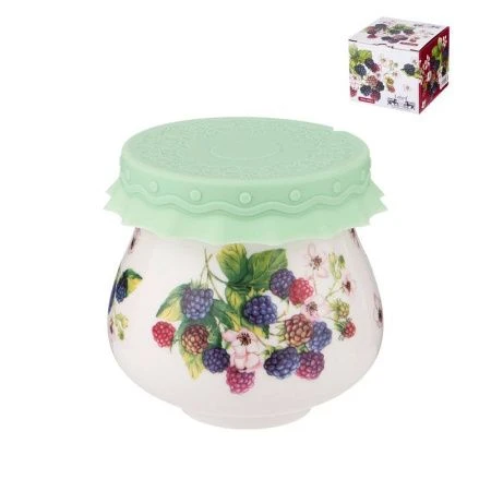 Банка для варенья 300мл фарфор ЕЖЕВИКА с силиконовой крышкой (36)