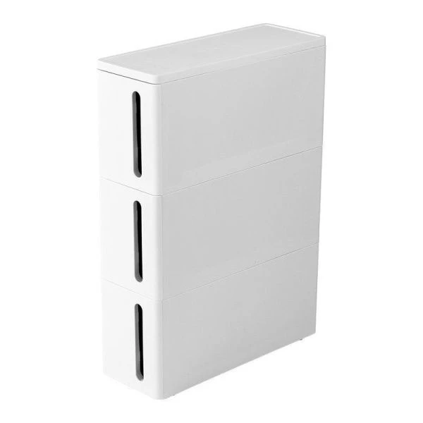 Стойка на колесах узкая 3 ящика 45*17*63,5см пластик АЛЬБА Белый (1)