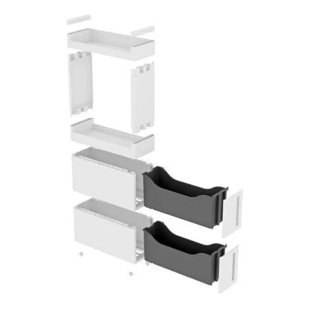 Стойка на колесах узкая 2ящика + 2секции 45*17*84,5см пластик АЛЬБА Белый (1)