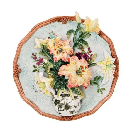 Тарелка декоративная настенная керамика 21,5см Лилии (без подставки) инд.уп. (24)