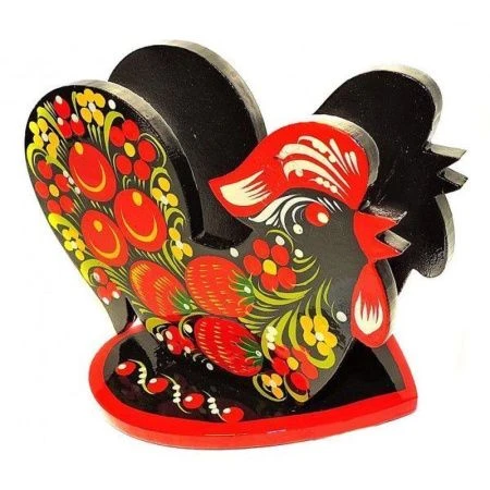 Салфетница деревянная с хохломской росписью Петушок (1)