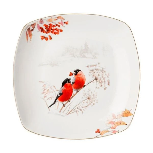 Блюдо квадратное 25*25*4,2см фарфор ЛЕСНАЯ СКАЗКА (12)
