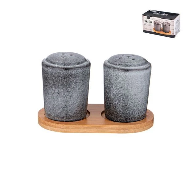 Набор для специя 2пр 13,2*7*8см фарфор ГРАФИТ на подставке (48)