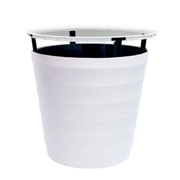 Горшок цветочный 16,6л 30*29см пластик ЛАУРА с вкладкой белый (1)