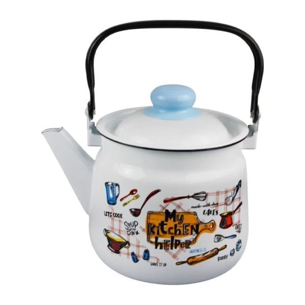 Чайник 2,5л эмаль ДОМАШНЯЯ КУХНЯ белый с рис. 01-2711/4 (4)