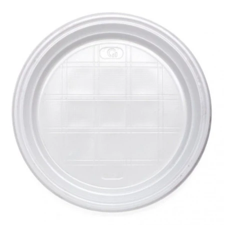 Тарелка одноразовая 16,5см полистирол белая ПОС08279 (20/100/1600/2400) 230-0725
