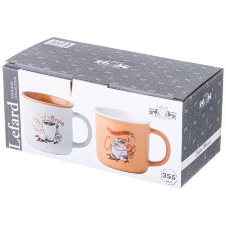 Кружки набор 2шт 355мл фарфор КОФЕМАНИЯ