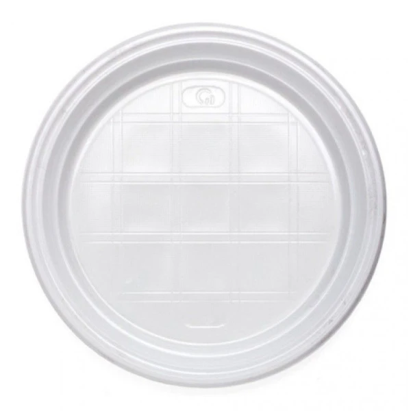 Тарелка одноразовая 16,5см полистирол белая ПОС08279 (20/100/1600/2400) 230-0725