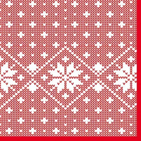 Салфетки бумажные новогодние Лори 2-х слойные 33*33 красные (16)