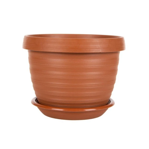 Горшок цветочный 3л d20см пластик ТОЛЕДО терракот с поддоном (19)
