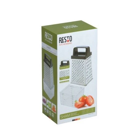 Терка 4 гранная 9*6,5*20см нерж.сталь SHAM с пласт.контейнером (24)