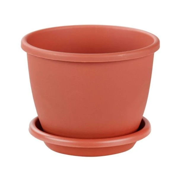 Горшок цветочный 5,5л пластик АФИНА с поддоном коричневый (12)