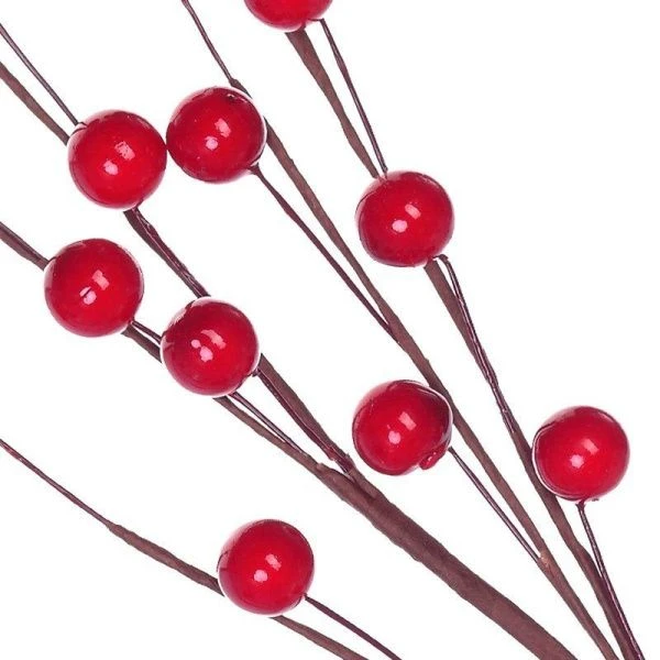 Декор новогодний Ветка с красными шариками 13*2*51см (48/480)