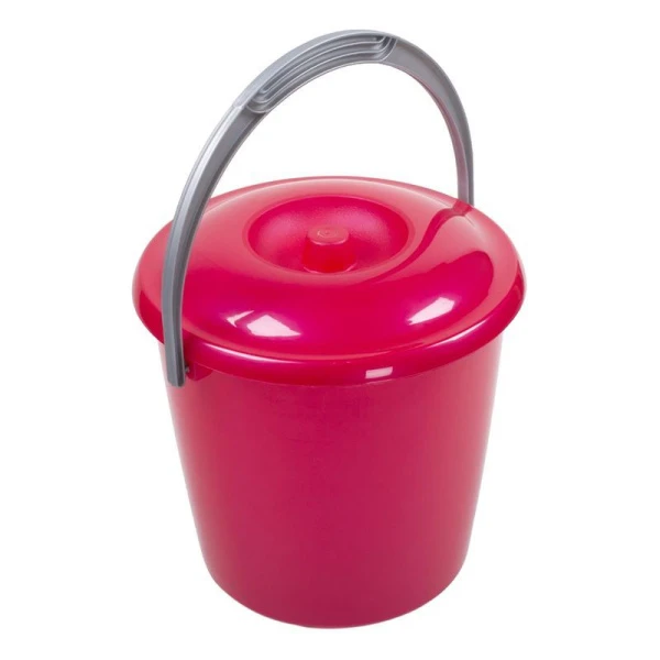 Ведро 5л пластик СОЛО красное перламутровое с крышкой С631ККРА (15)