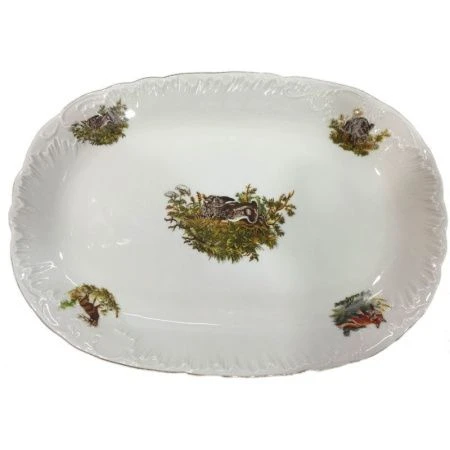 Блюдо 29см фарфор ОХОТА Рококо овальное OMD1051-Рококо-2