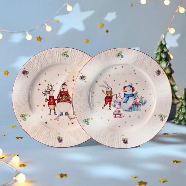 Тарелки мелкие набор 2шт 26,5см фарфор Winter Story обеденные (12)