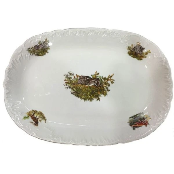 Блюдо 29см фарфор ОХОТА Рококо овальное OMD1051-Рококо-2