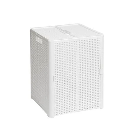 Корзина для хранения 50л 340*335*450мм пластик ЛОФТ белая с крышкой складная (6)