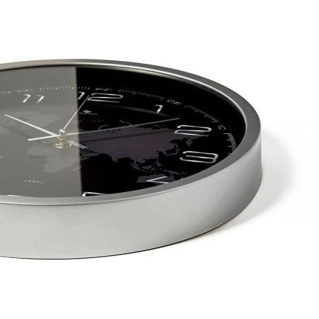 Часы настенные 30см пластик РУБИН Карта серебряный (10)