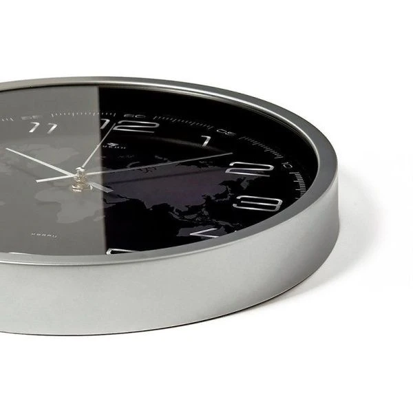 Часы настенные 30см пластик РУБИН Карта серебряный (10)