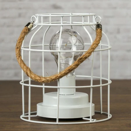 Лампа настольная металл лофт Интрига белая 16*16*19см