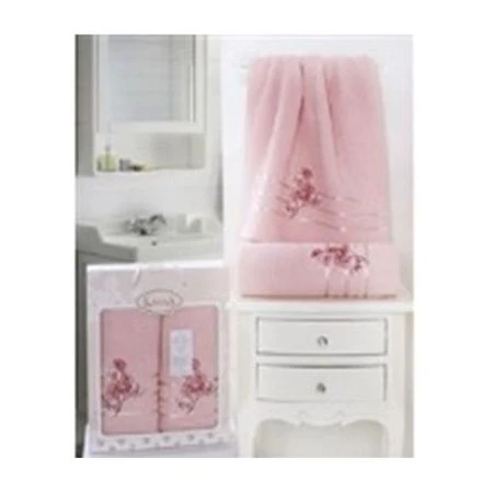 яяяНабор полотенец 2пр 50*90/70*140 махровые Karna PAPILON (Светло-розовый)