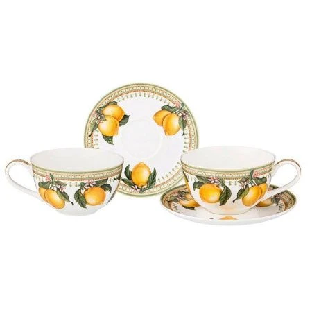 Чайный набор 4пр фарфор ЛИМОНЫ на 2 персоны 300мл (18)