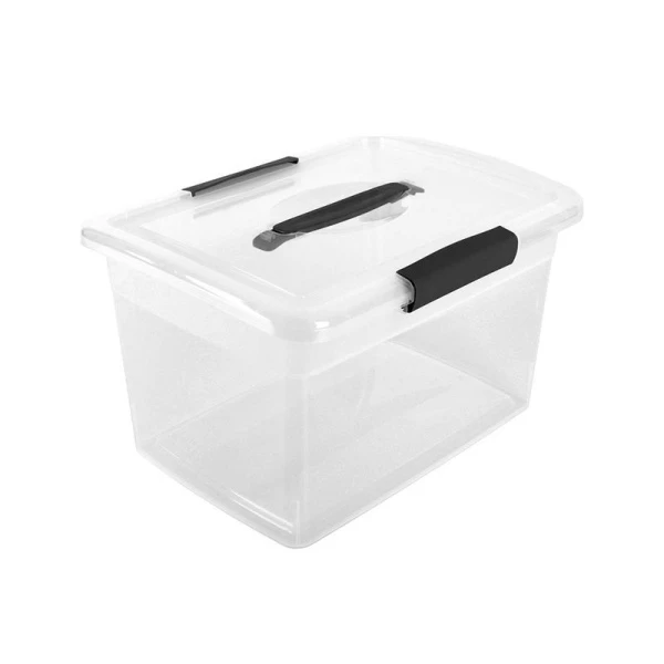 Ящик для хранения 14л 37*27,4*22,2см пластик Vision с защелками и ручкой прозрачный кристалл (6)