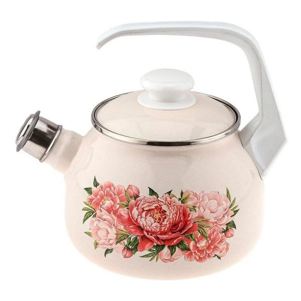 Чайник со свистком 2,5л эмаль БУКЕТ ПИОНОВ С-2711АП/4 (4)