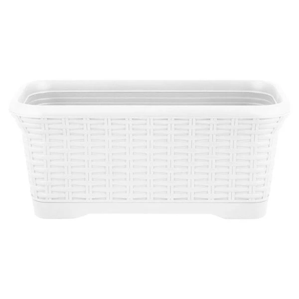 Балконный ящик 7л пластик Rattan съемный поддон 410*205*177мм белоснежный жасмин (6)