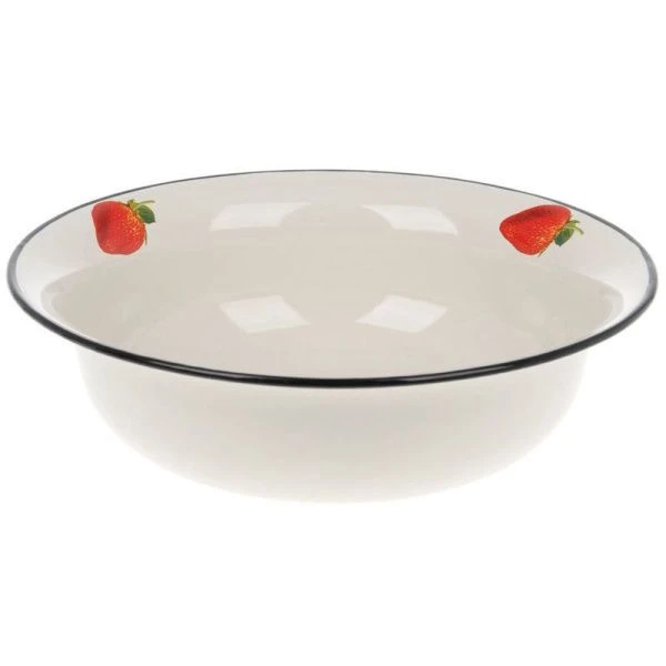 Миска 4л эмаль СОЧНАЯ КЛУБНИКА белая С-0314/5 (10)