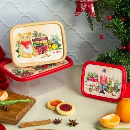 Контейнер для продуктов 1,5л пластик ИГРУШКИ с декором красный прямоугольный (24) 223137606/03