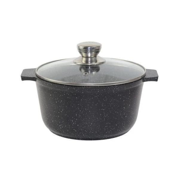 Кастрюля 5л алюминий АП Granit Perfection black со стекл.крышкой (4)