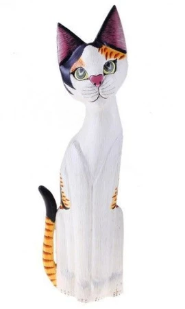 яяяФигурка Кошка с рыжим полосатым хвостом 40см ACA827 дерево   687659