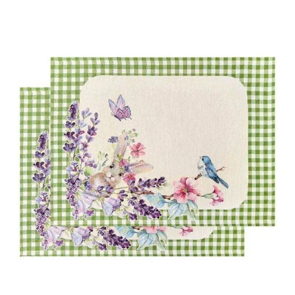 Салфетки набор 2шт 35*45см гобелен ПРИНЦЕССА зеленая клетка