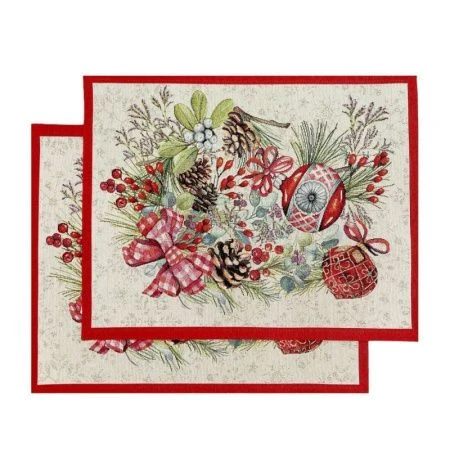 Салфетки новогодние набор 2шт 35*45см гобелен ЕЛОЧНЫЕ УРКАШЕНИЯ
