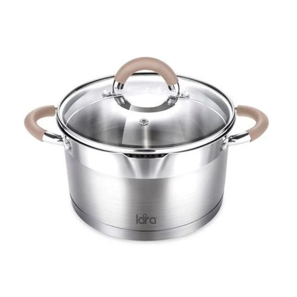 Кастрюля 1,7л h9см нерж.сталь БЕРЛИН стекл.крышка-дуршлаг 16см капс.индукц.дно LR02-340 (4)