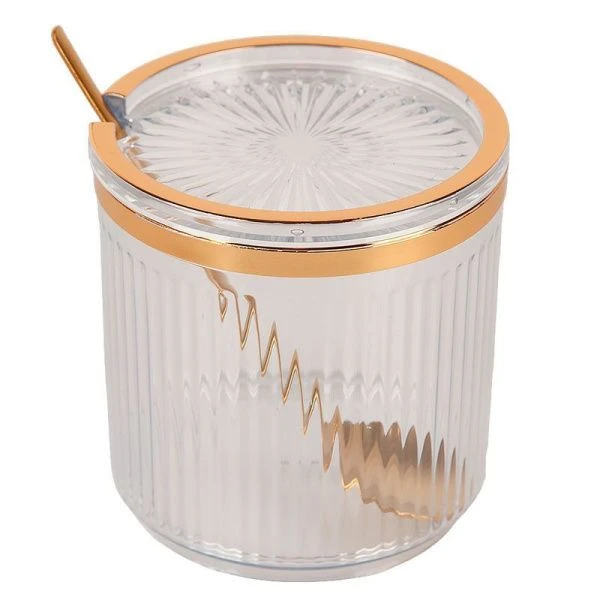 Банка для сыпучих продуктов 400мл h8,8см акрил/нерж.сталь с ложкой белая (150)