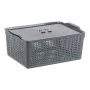 Корзинка 13л 395*272*168мм пластик ЛОФТ серый с крышкой (11)