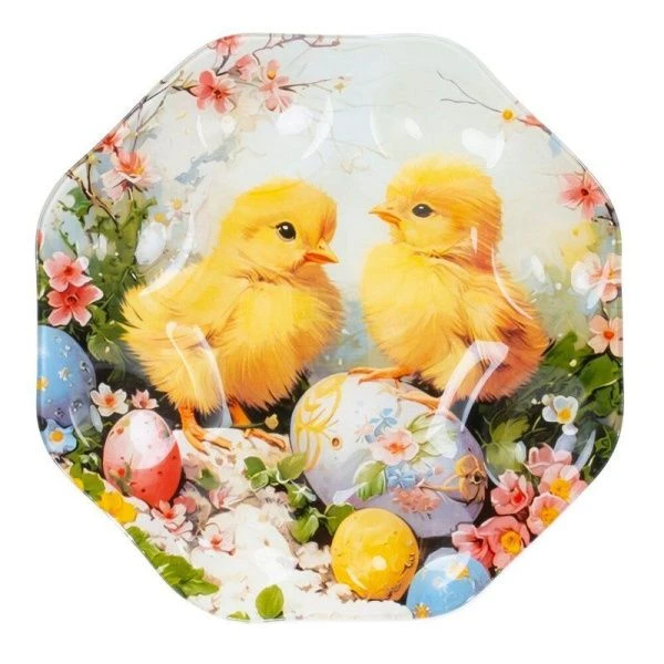 Подставка для яиц и кулича стекло 25,5*25,5*1,5см (24)