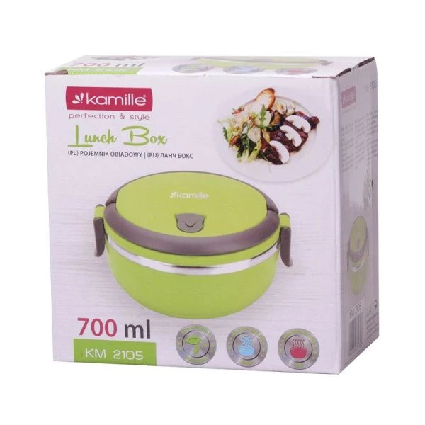 Ланч-бокс 700мл 16,5*15*8см нерж.сталь/пластик микс арт.2105 (6/60)