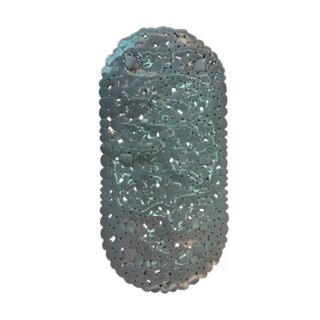 Коврик противоскользящий 35*69 КАМУШКИ овал серый JC-14145 (48)