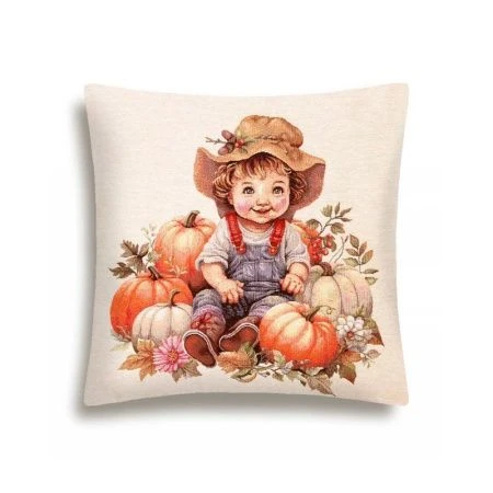 Наволочка декоративная 45*45см гобелен ТЫКВА и подсолнухи Мальчик
