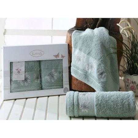 яяяНабор полотенец 2пр 50*90/70*140 махровые Karna BIANCA (Зеленый)