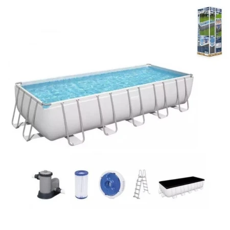 Бассейн каркасный прямоугольный ПВХ Power Steel 640*274*132см 19281л+фильтр-насос, лестница, тент Бассейн каркасный прямоугольный ПВХ Power Steel 640*274*132см 19281л+фильтр-насос, лестница, тент