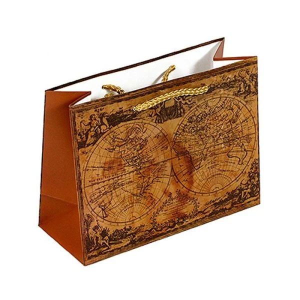 Пакет бумажный 17*13*7см горизонтальный Карта старого мира (12/288)