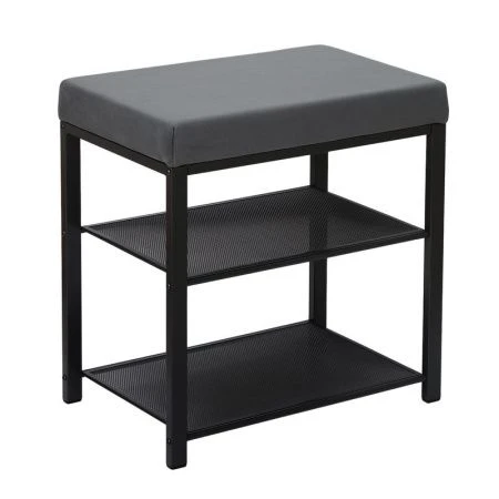 Полка для обуви 3 секции 47*30*49см металл ТОРОНТО 13S каркас графит сиденье ткань серая (1)