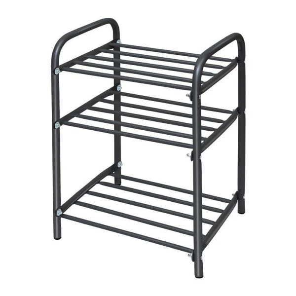 Полка для обуви 3 секции 500*330*450мм металл КОМФОРТ узкая черная ЭТК1 (1)